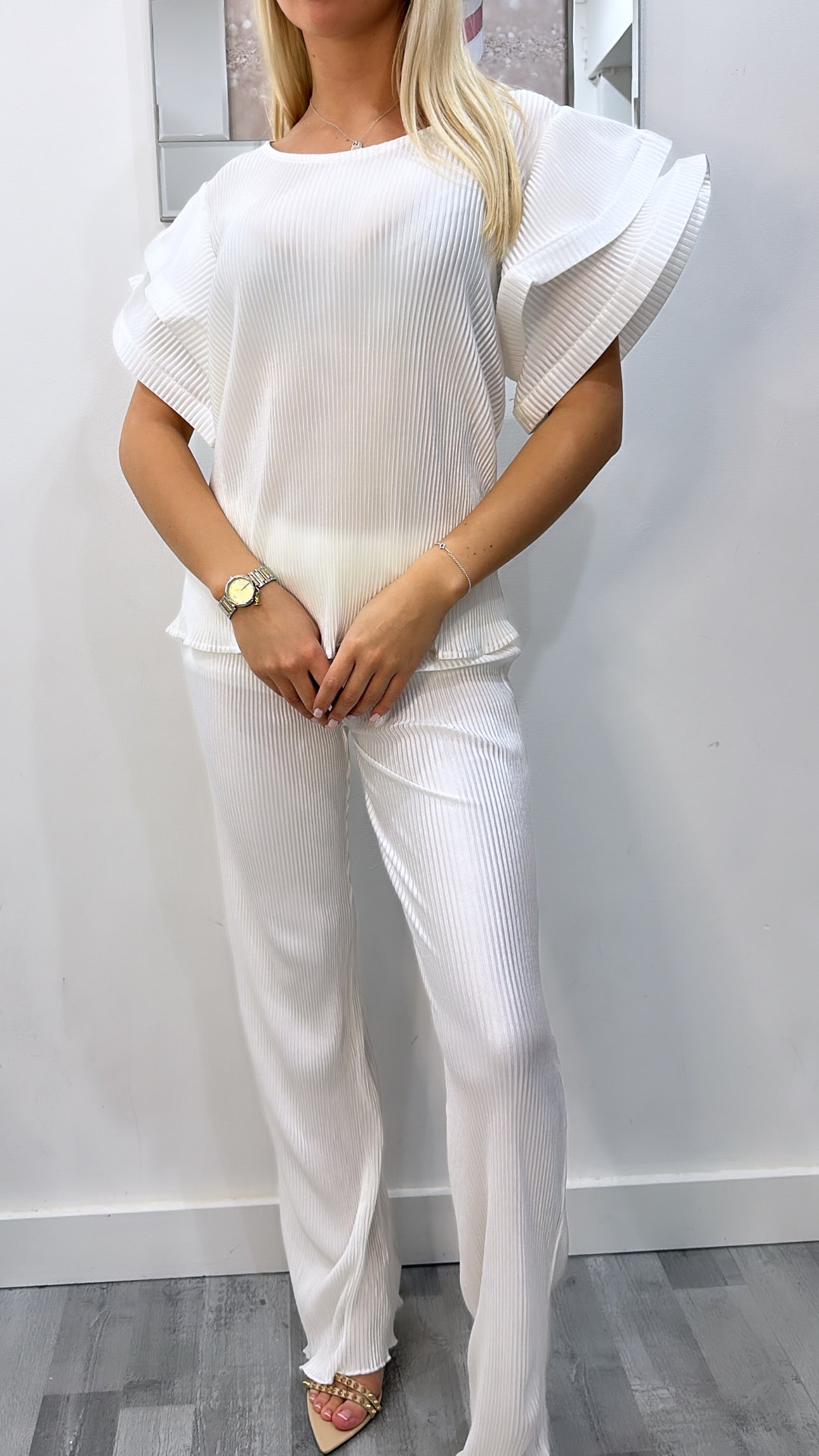 White Plisse Co Ord