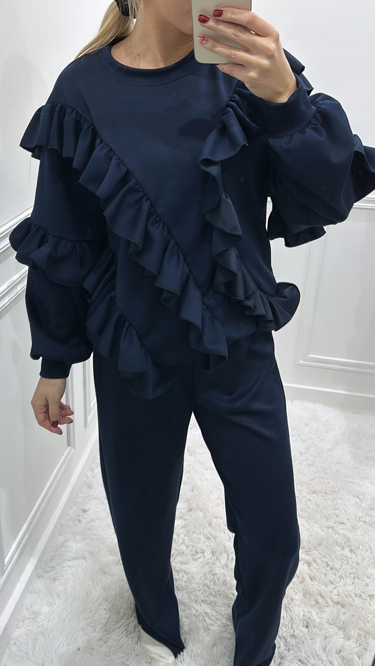 Navy Ruffle Tracksuit