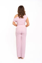 Pink Ribbed Asymmetric Lounge Set