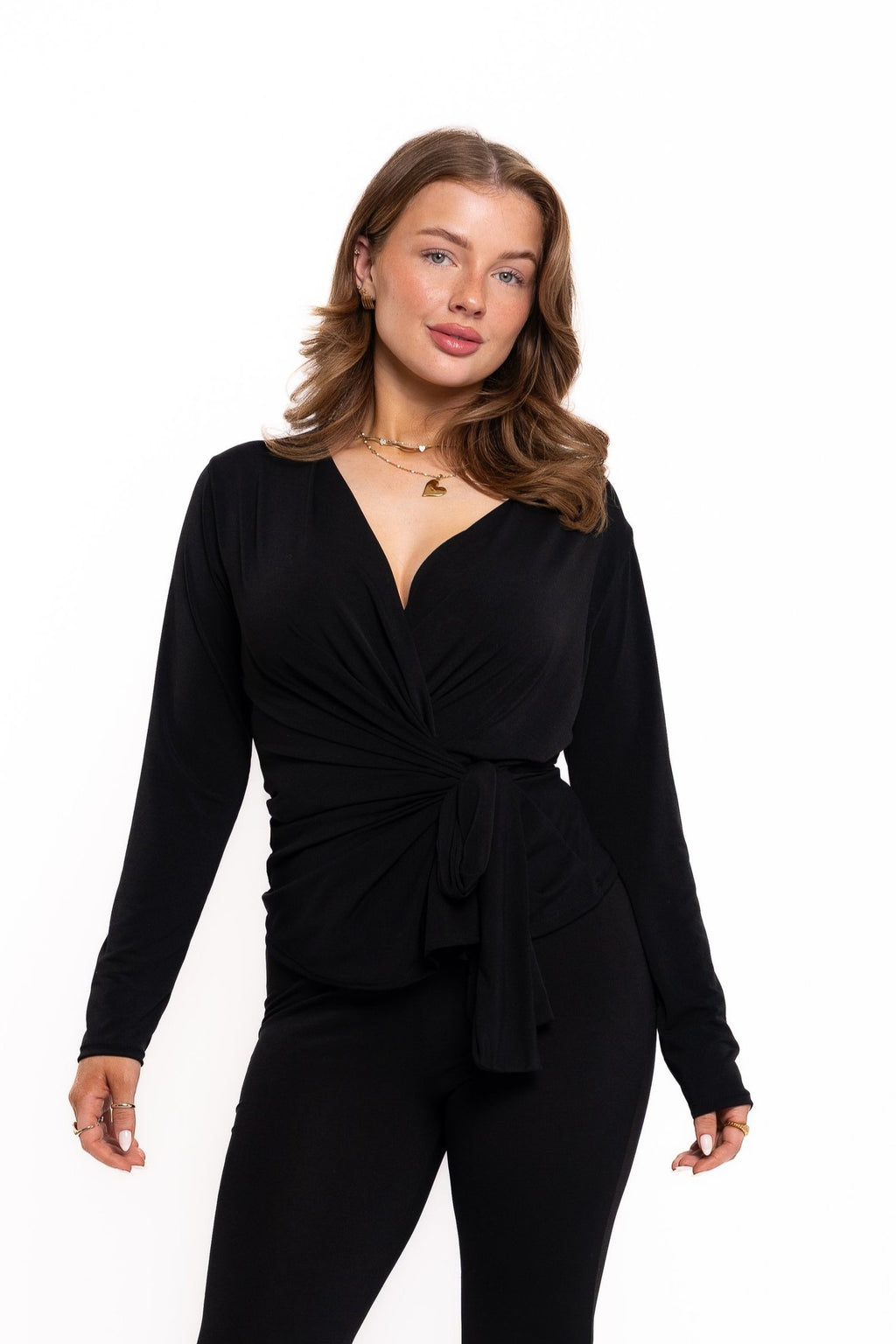Black Silky Tie Up Co Ord