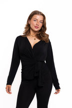 Black Silky Tie Up Co Ord