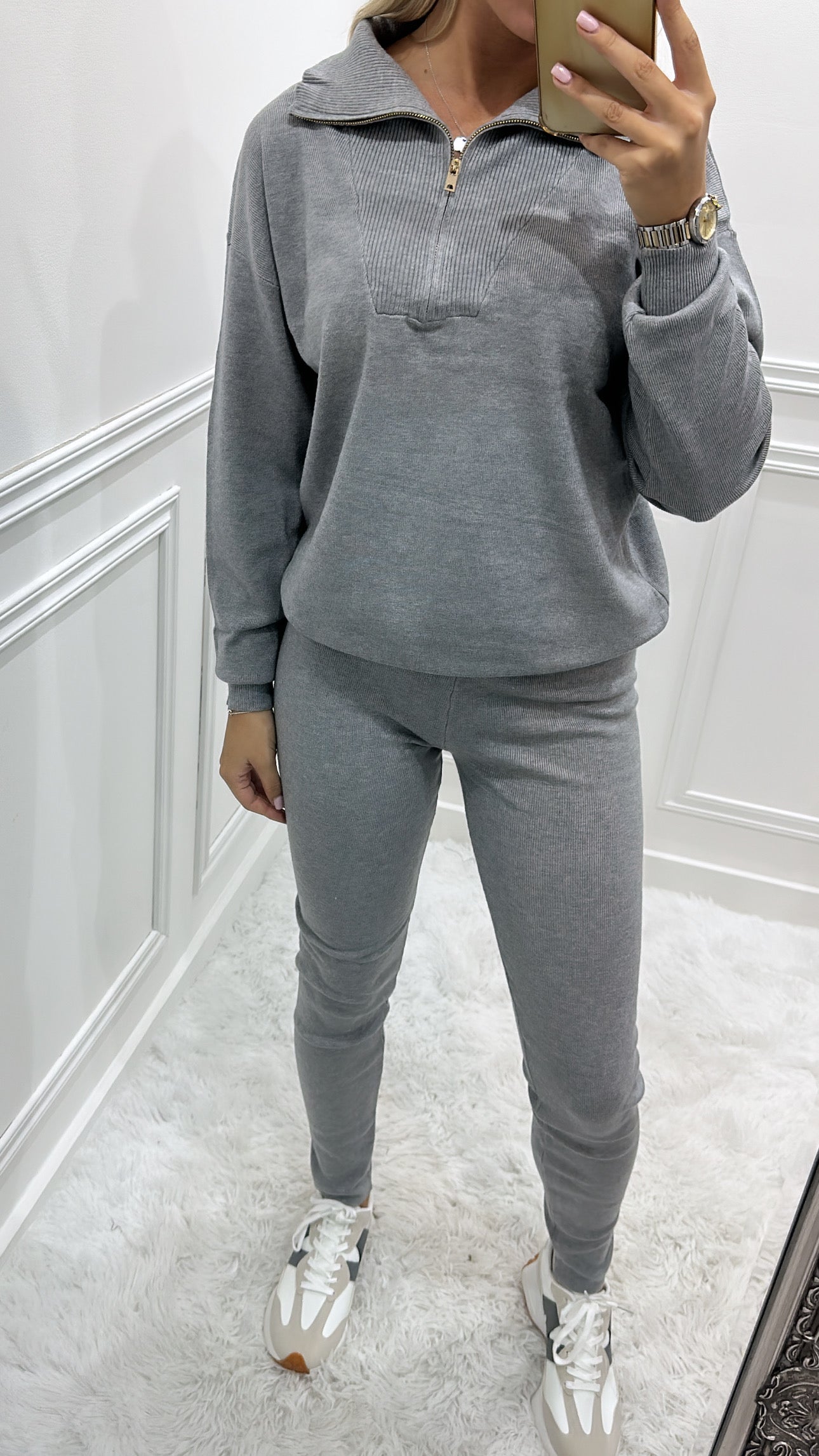 Grey & Gold Quarter Zip Tracksuit