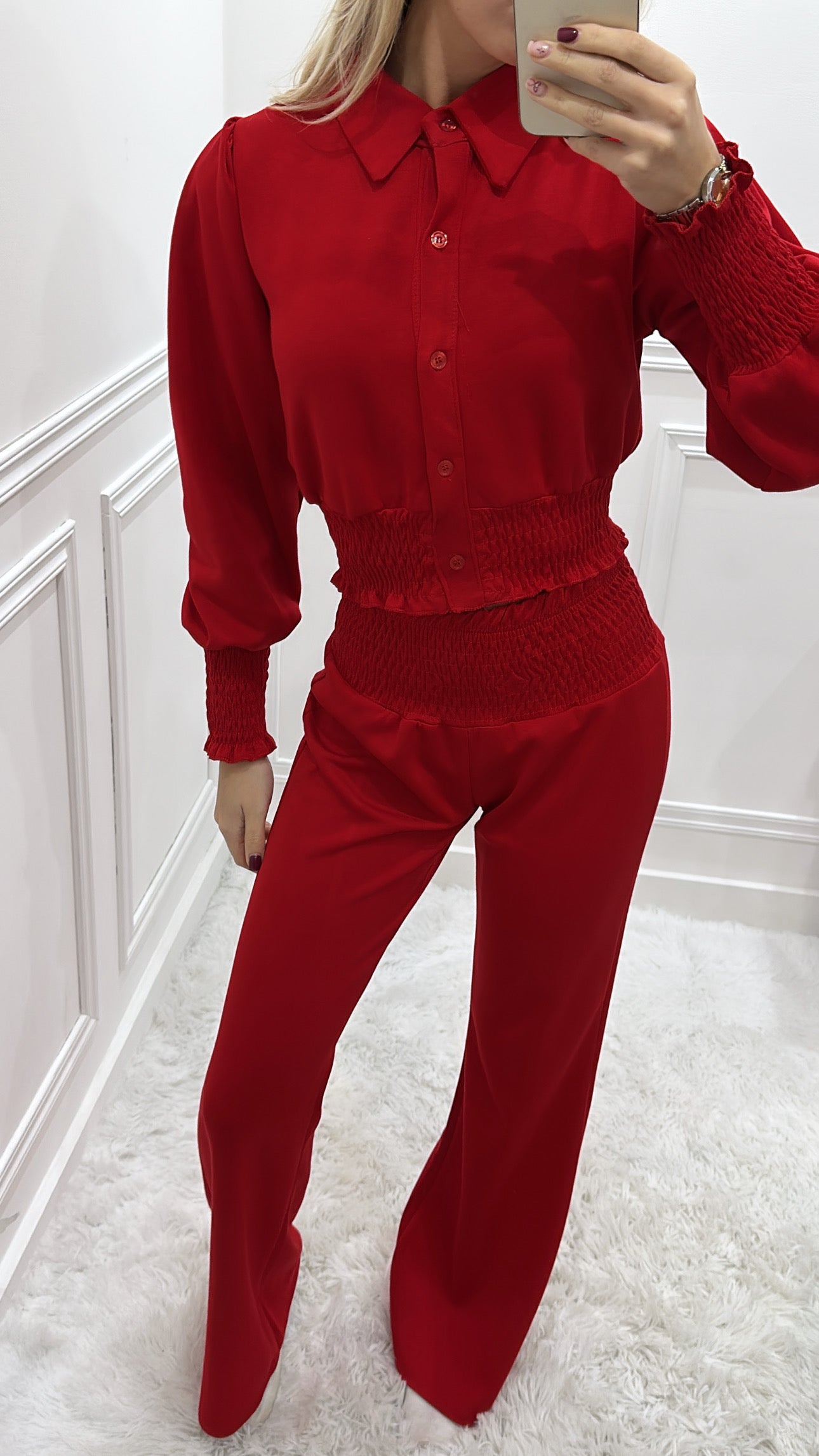 Red Buttoned Lounge Set