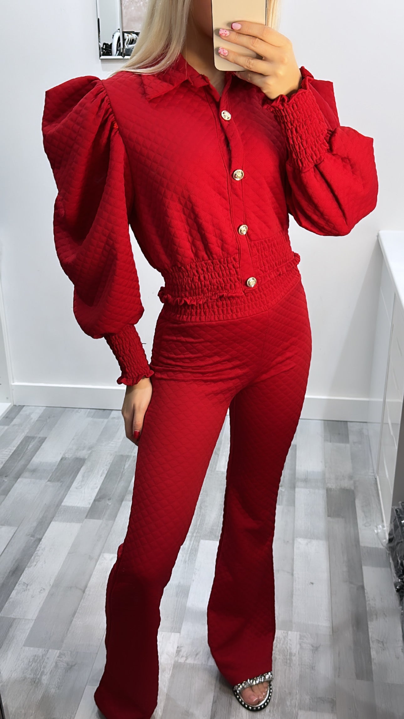 Red Quilted Lounge Set