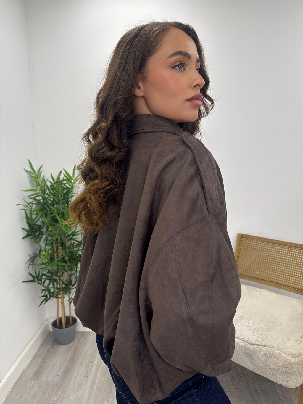 Suede Look Jacket Brown