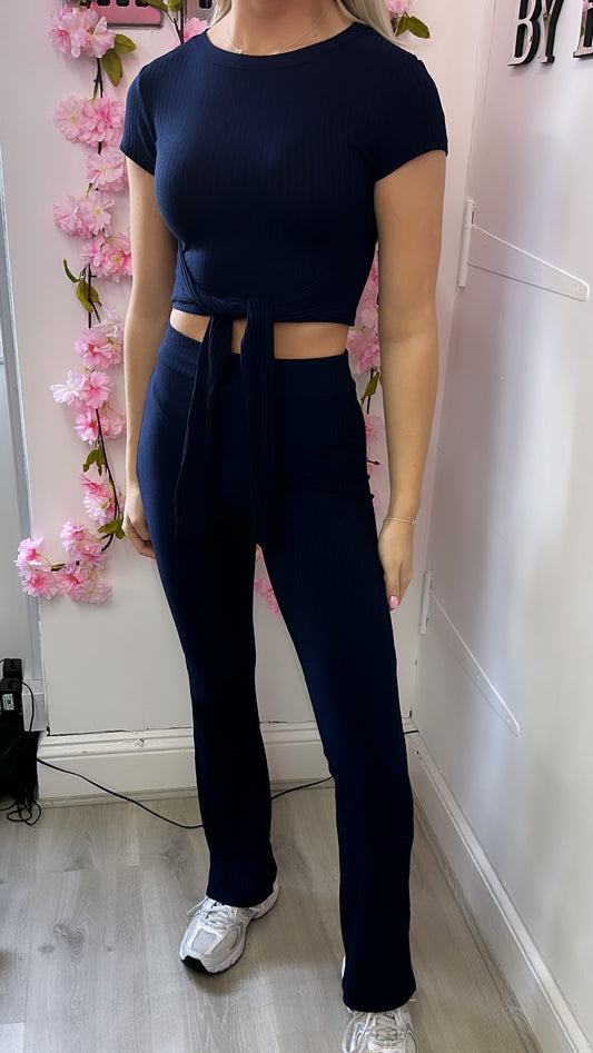 Navy Tie Waist Set