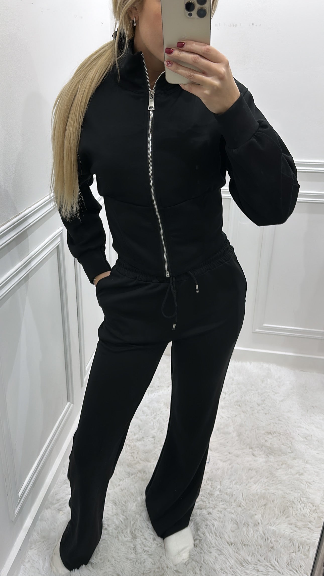 Black Zip Up Corset Style Tracksuit