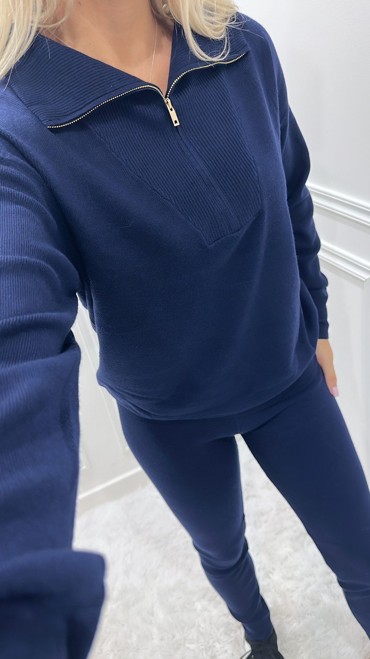 Navy & Gold Quarter Zip Tracksuit