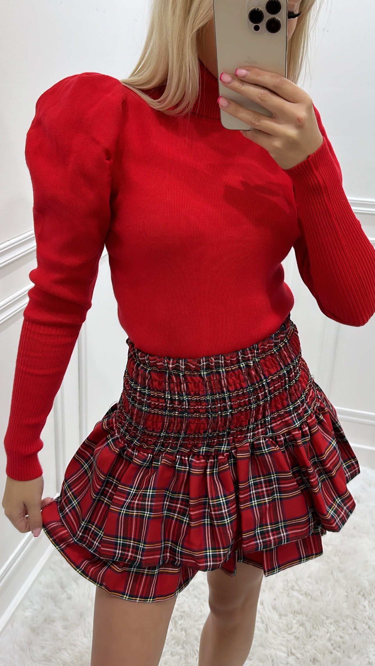 Red Tartan Rara Mini Skirt