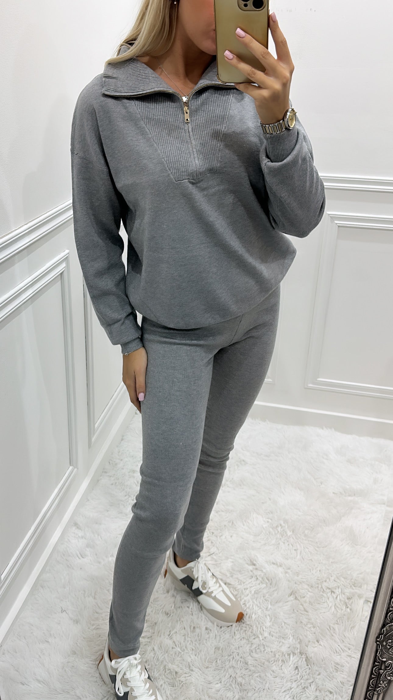 Grey & Gold Quarter Zip Tracksuit