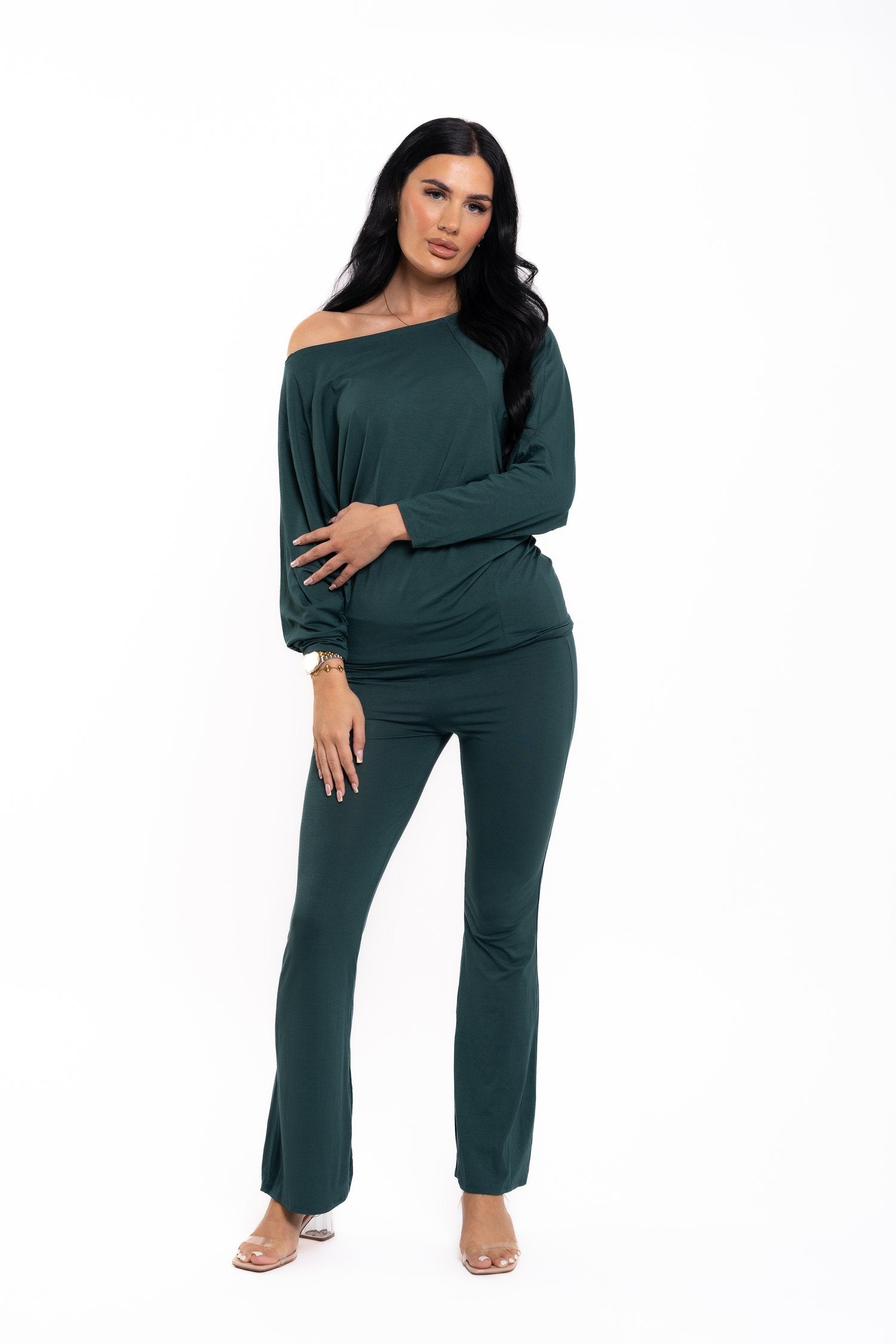 Forest Green Off The Shoulder Co Ord