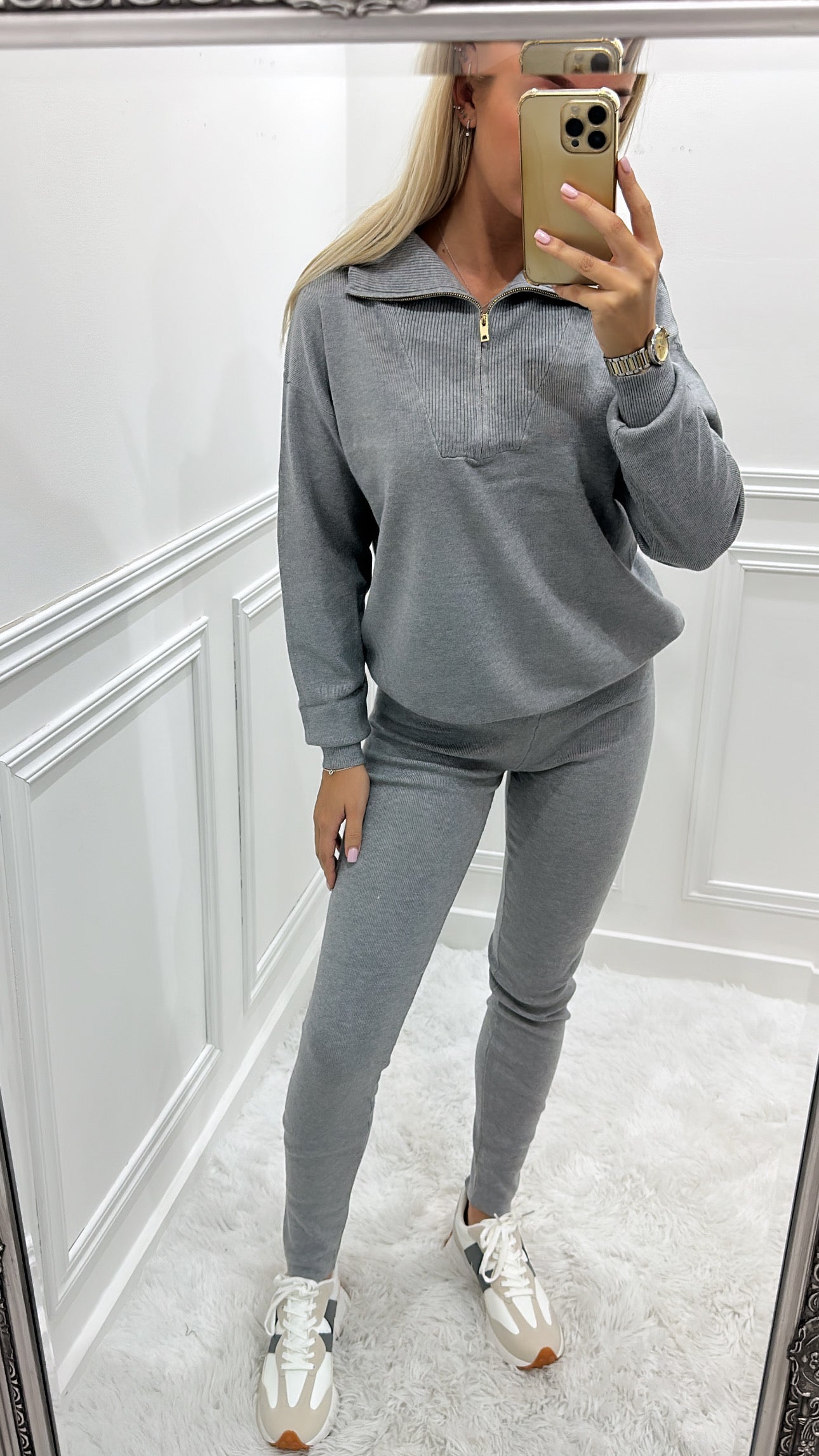 Grey & Gold Quarter Zip Tracksuit