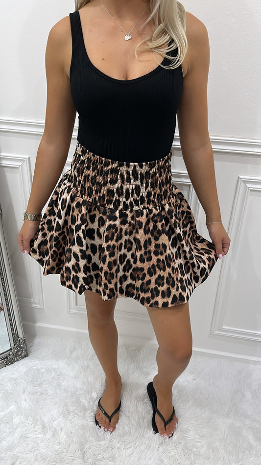 Leopard Puff Ball Skirt