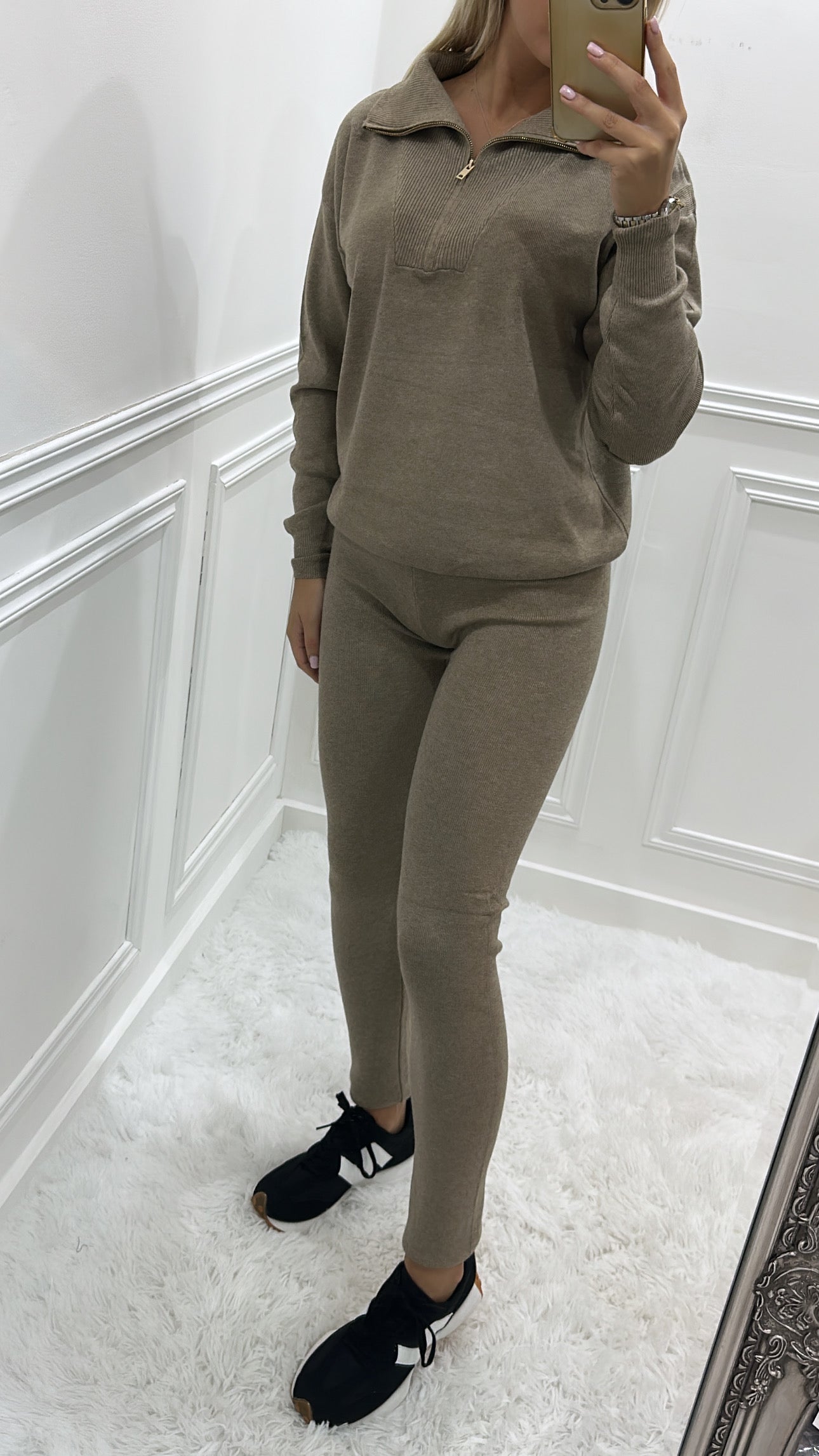 Mocha & Gold Quarter Zip Tracksuit