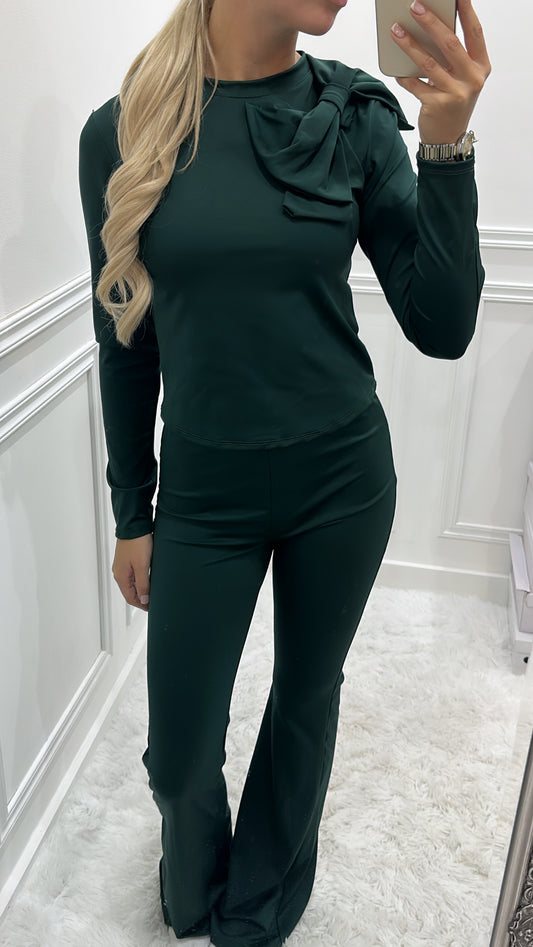 Forest Green Bow Trouser Co Ord