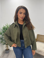 Suede Look Jacket Khaki