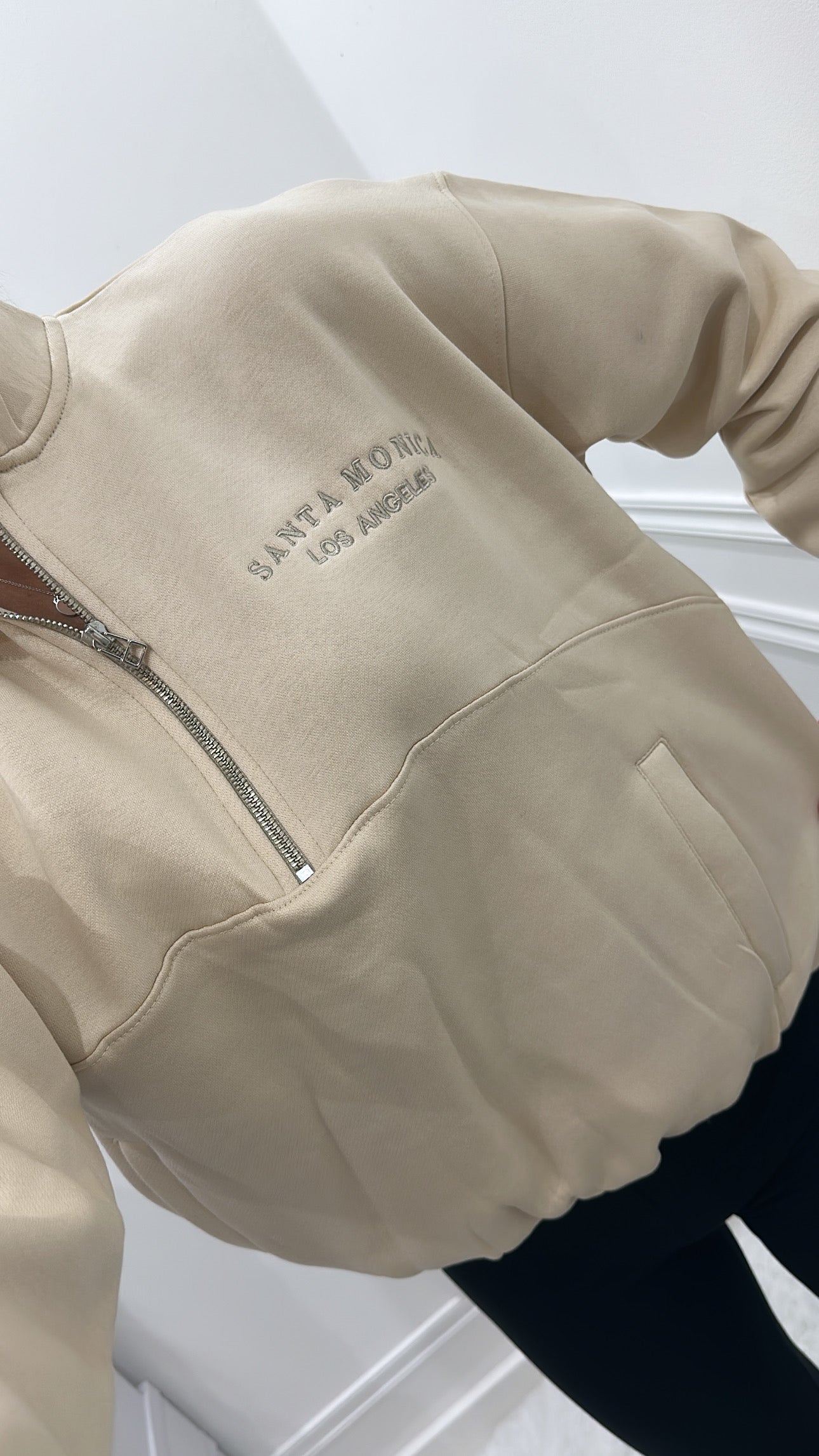 Beige ‘Santa Monica’ Quarter Zip Up Jumper