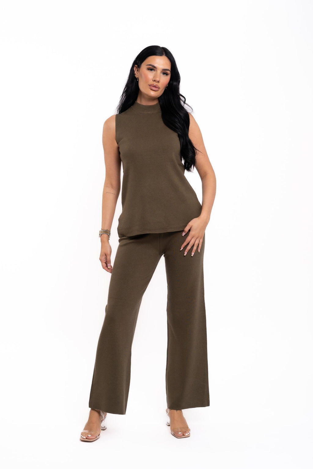 Khaki Soft Knit Trouser Set