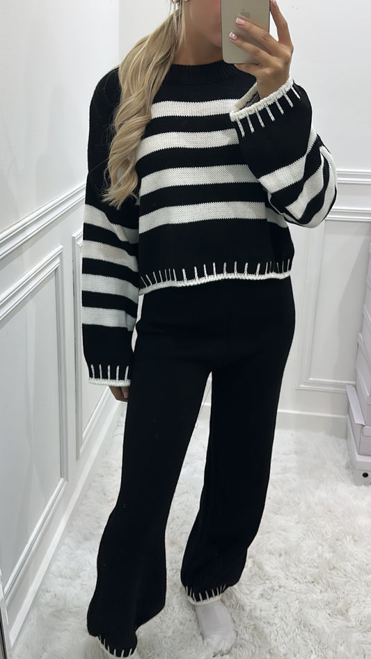 Black & White Knit Trouser Set