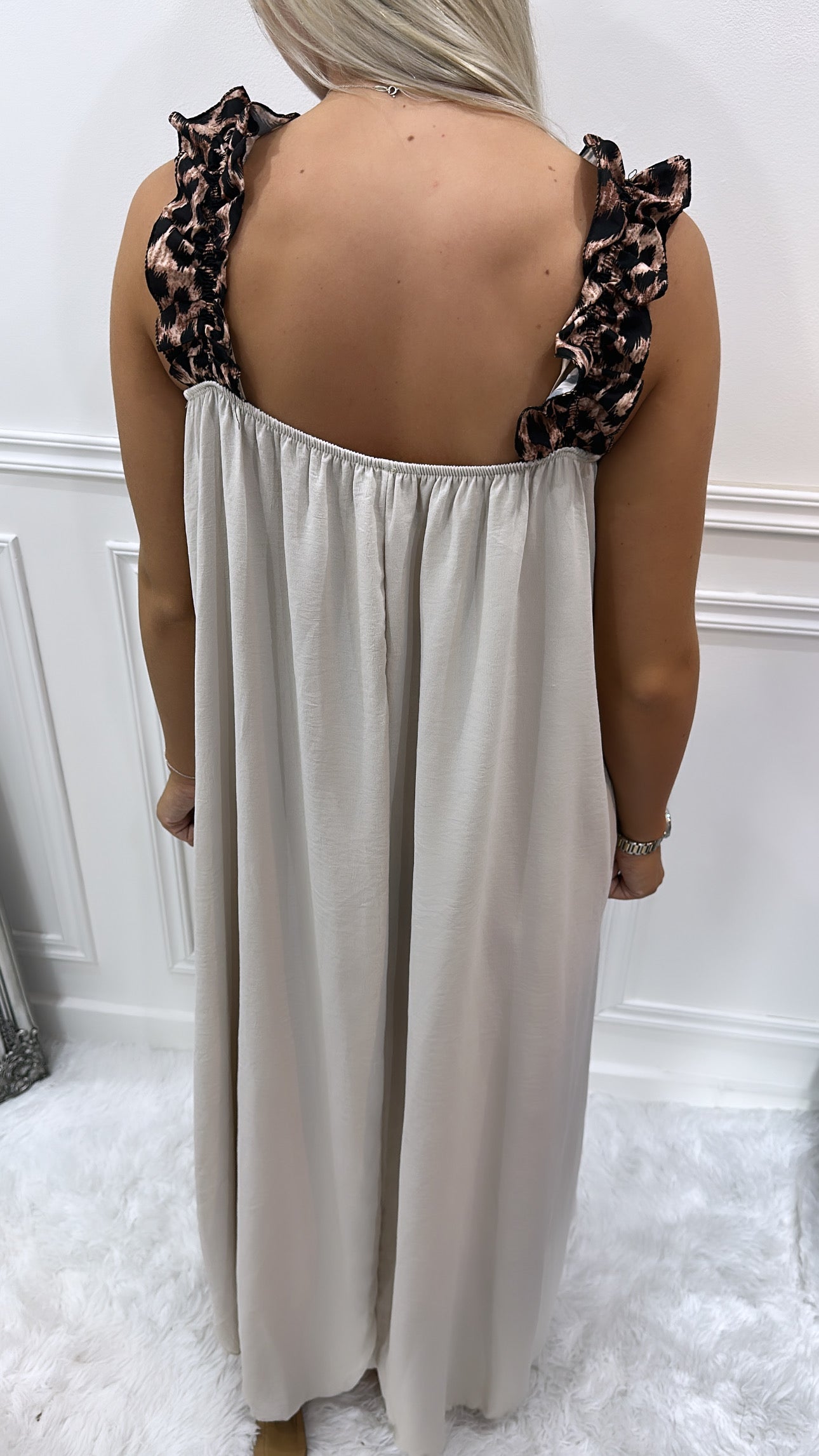 Cream Leopard Maxi Dress