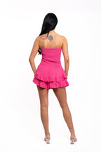 Fuschia Pink Cheesecloth Playsuit