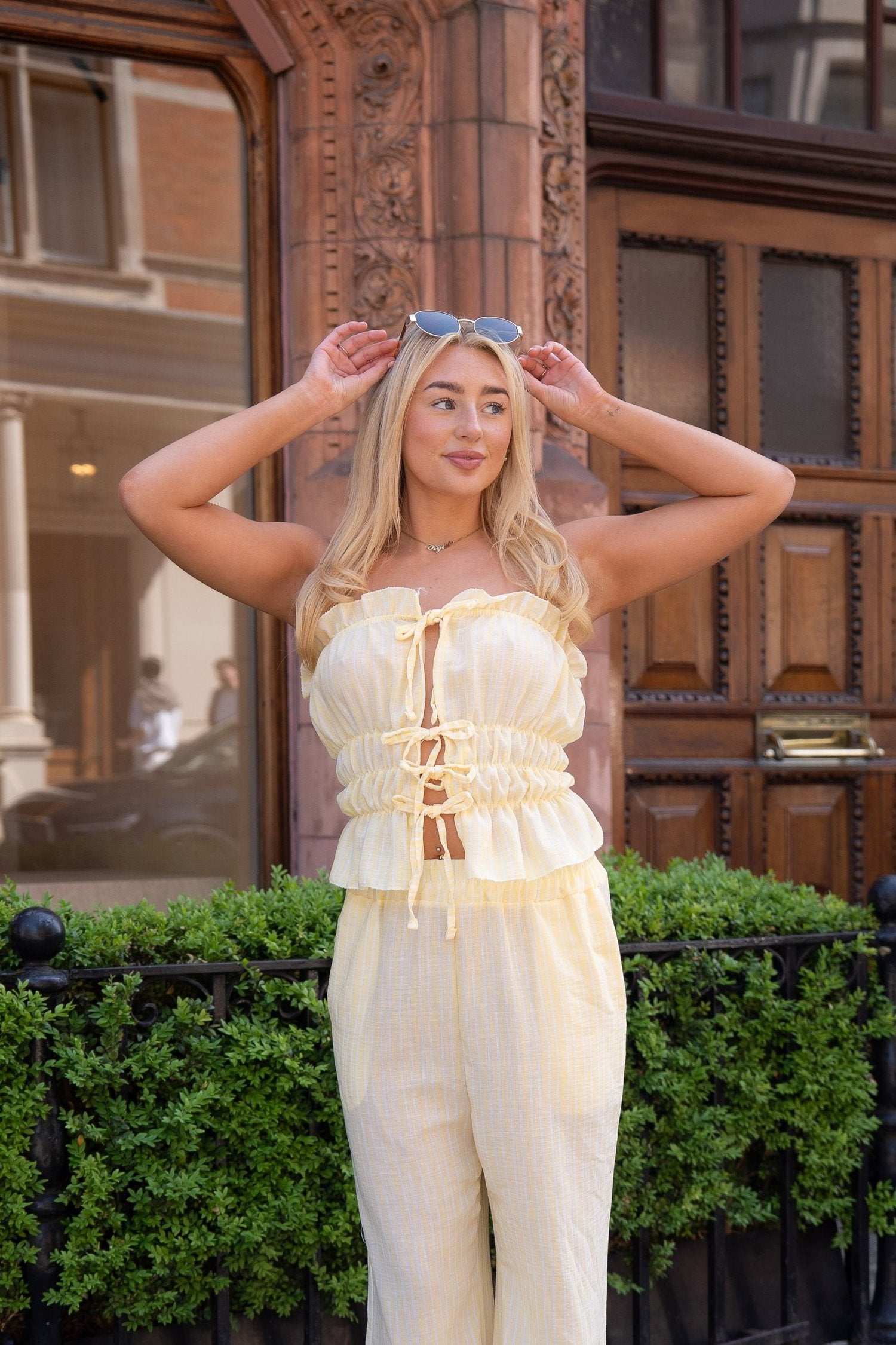Stripe Bandeau Top & Trouser Co Ord Yellow