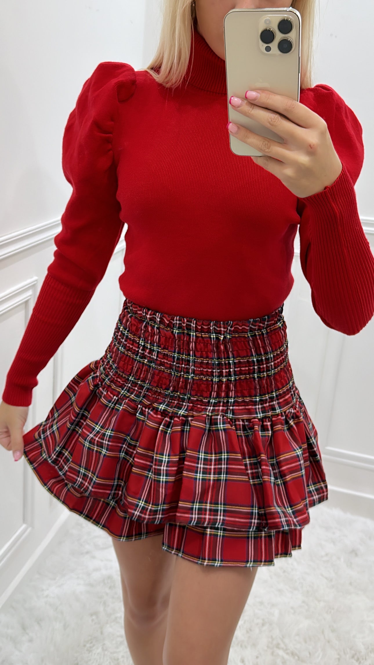 Red Tartan Rara Mini Skirt