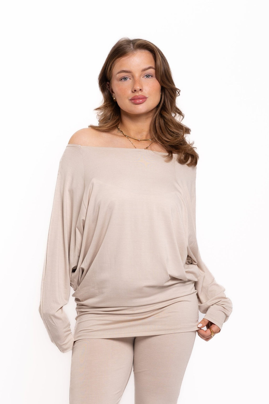 Beige Off The Shoulder Co Ord