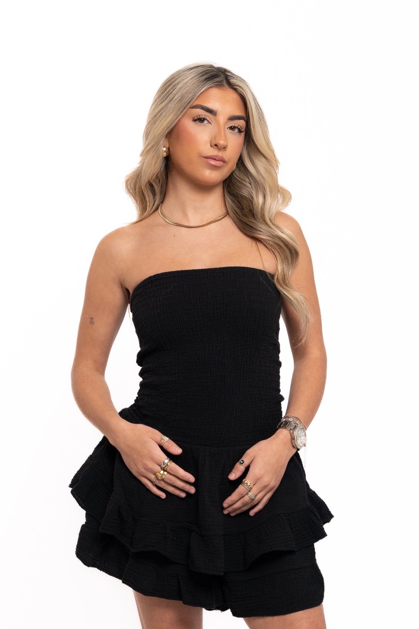 Black Cheesecloth Playsuit