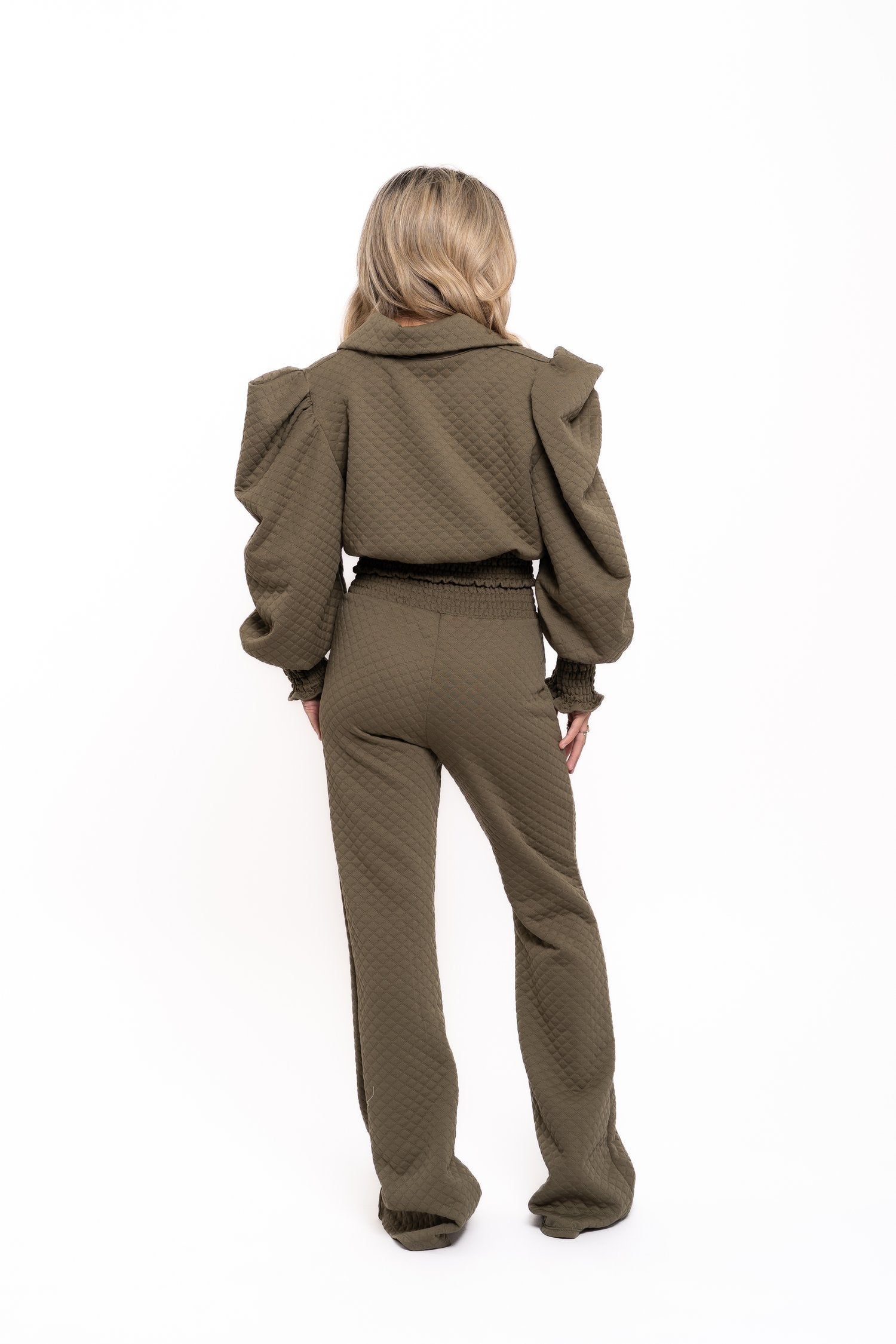 Khaki Quilted Lounge Set