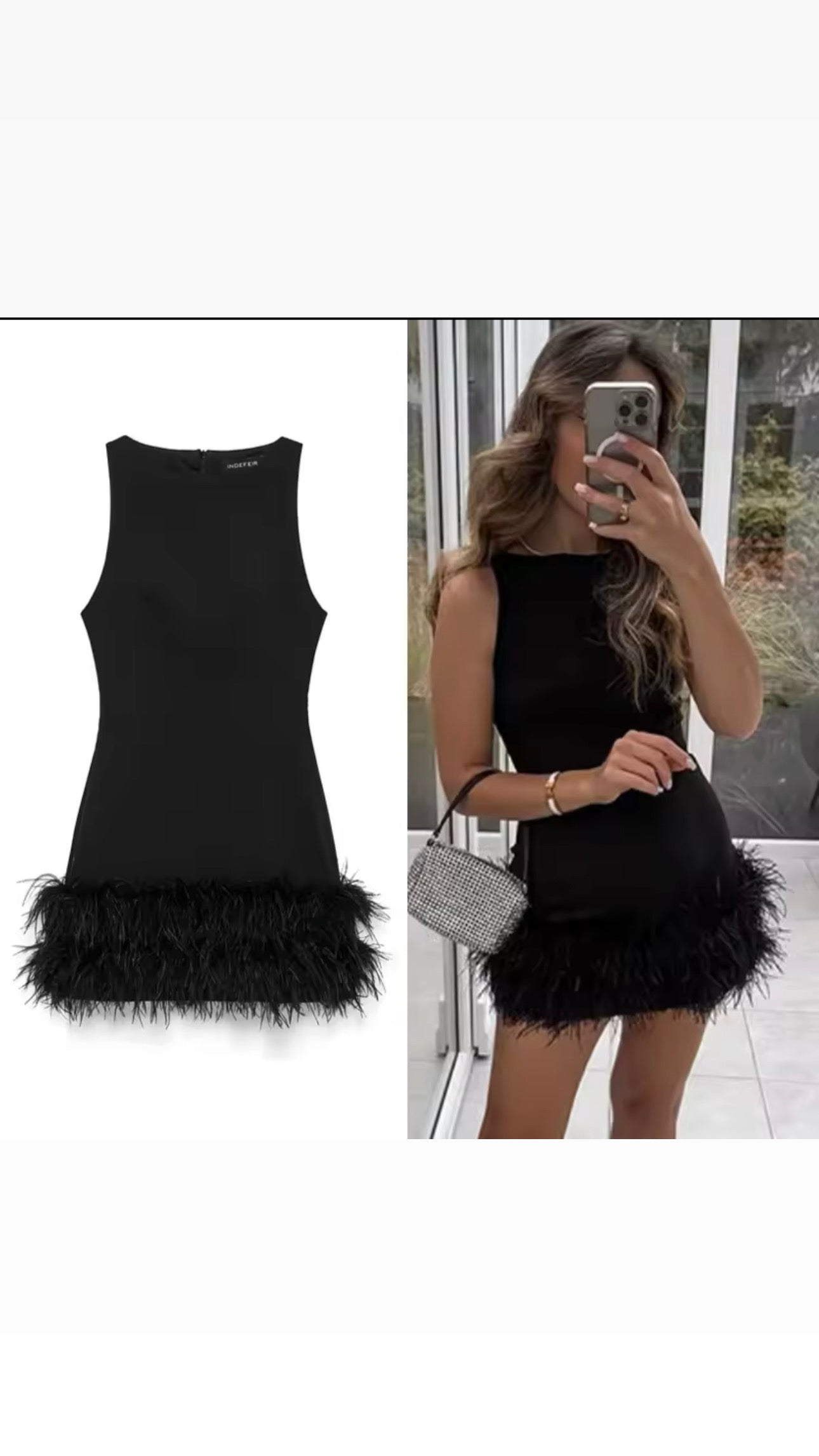 Black Feather Hem Mini Dress (pre order 1 week dispatch)