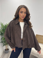 Suede Look Jacket Brown