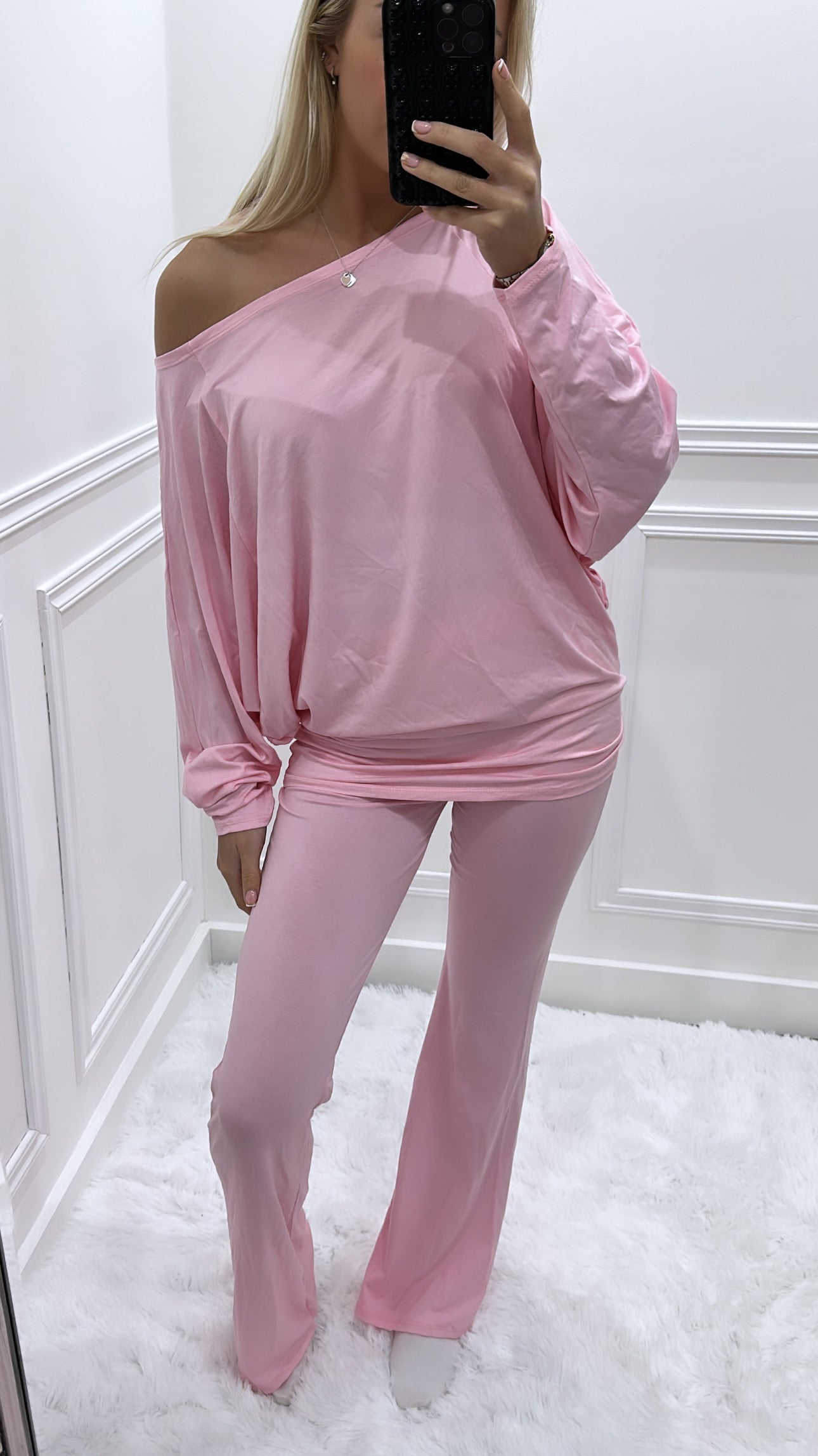 Pink Off The Shoulder Co Ord