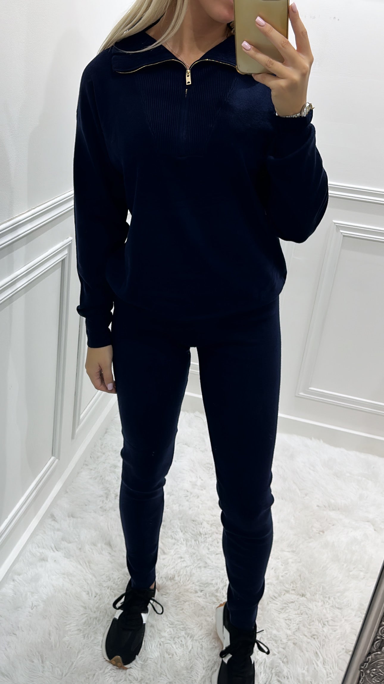 Navy & Gold Quarter Zip Tracksuit