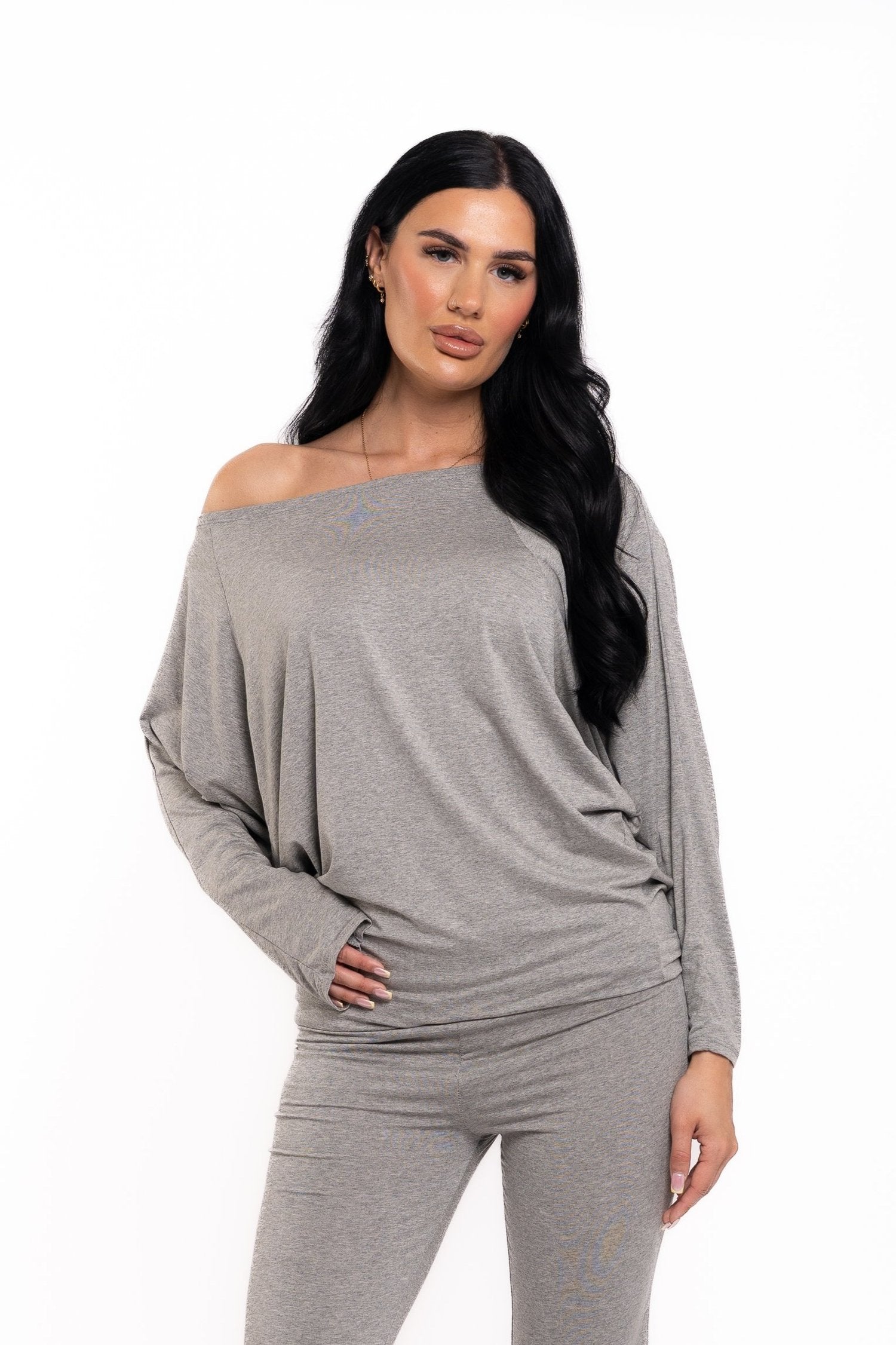 Grey Off The Shoulder Co Ord