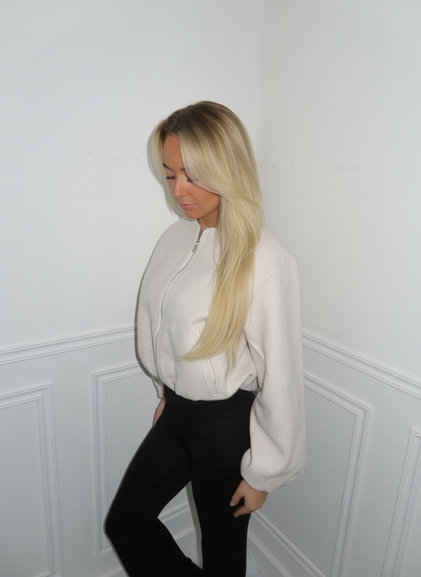 Cream Bomber Jacket