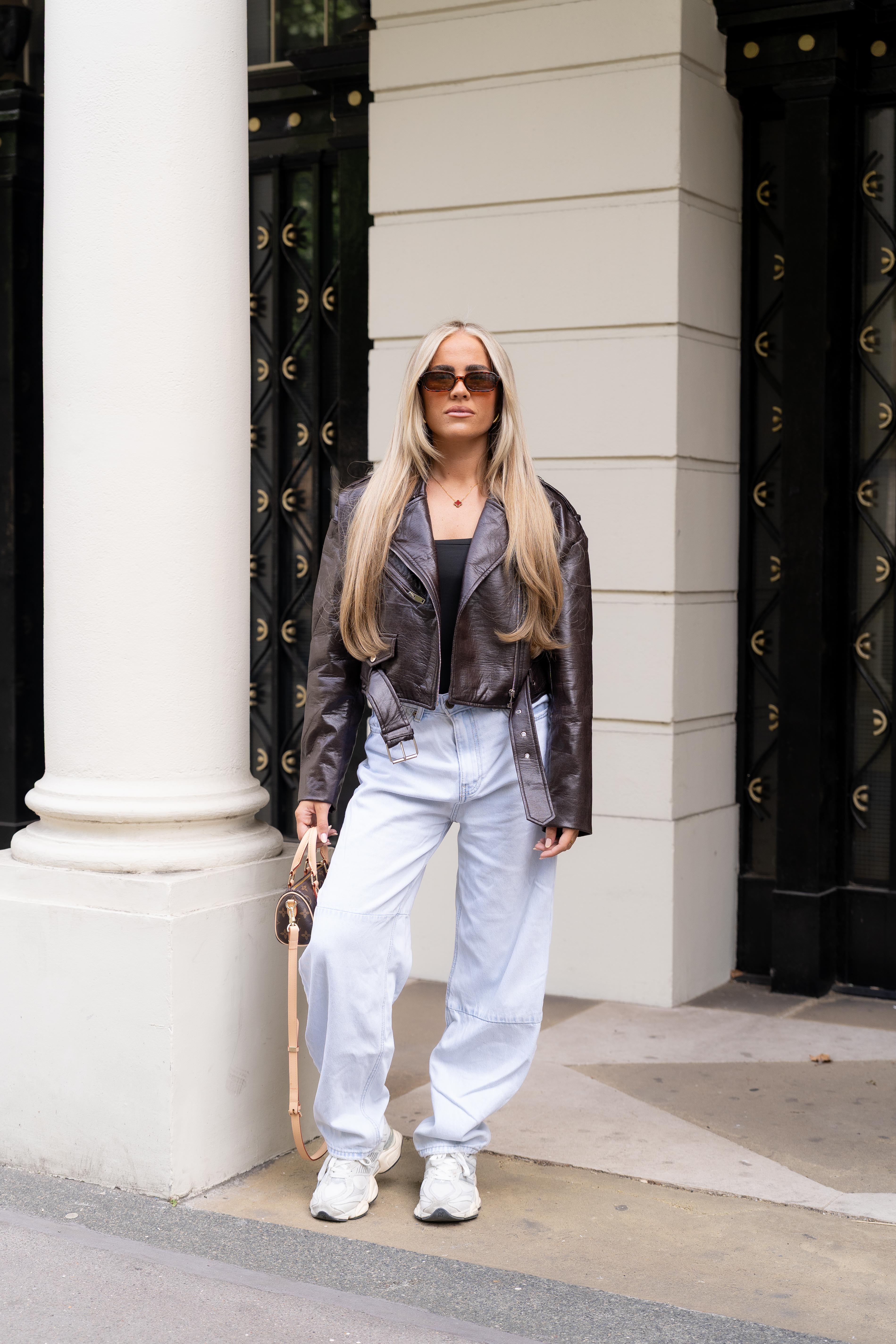 Belted Leather Look Jacket Brown