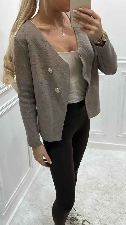 Mocha Soft Knit Cardigan Jumper