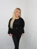 Black Sparkle Bow Jumper