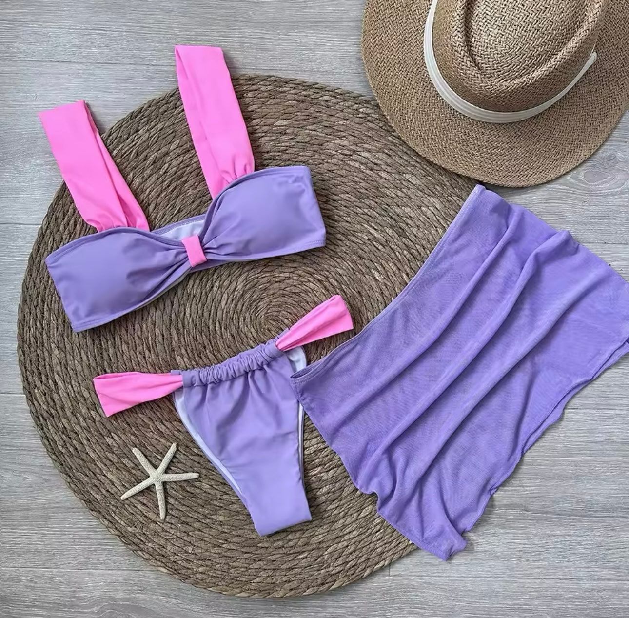 Purple & Pink 3 Piece Bikini