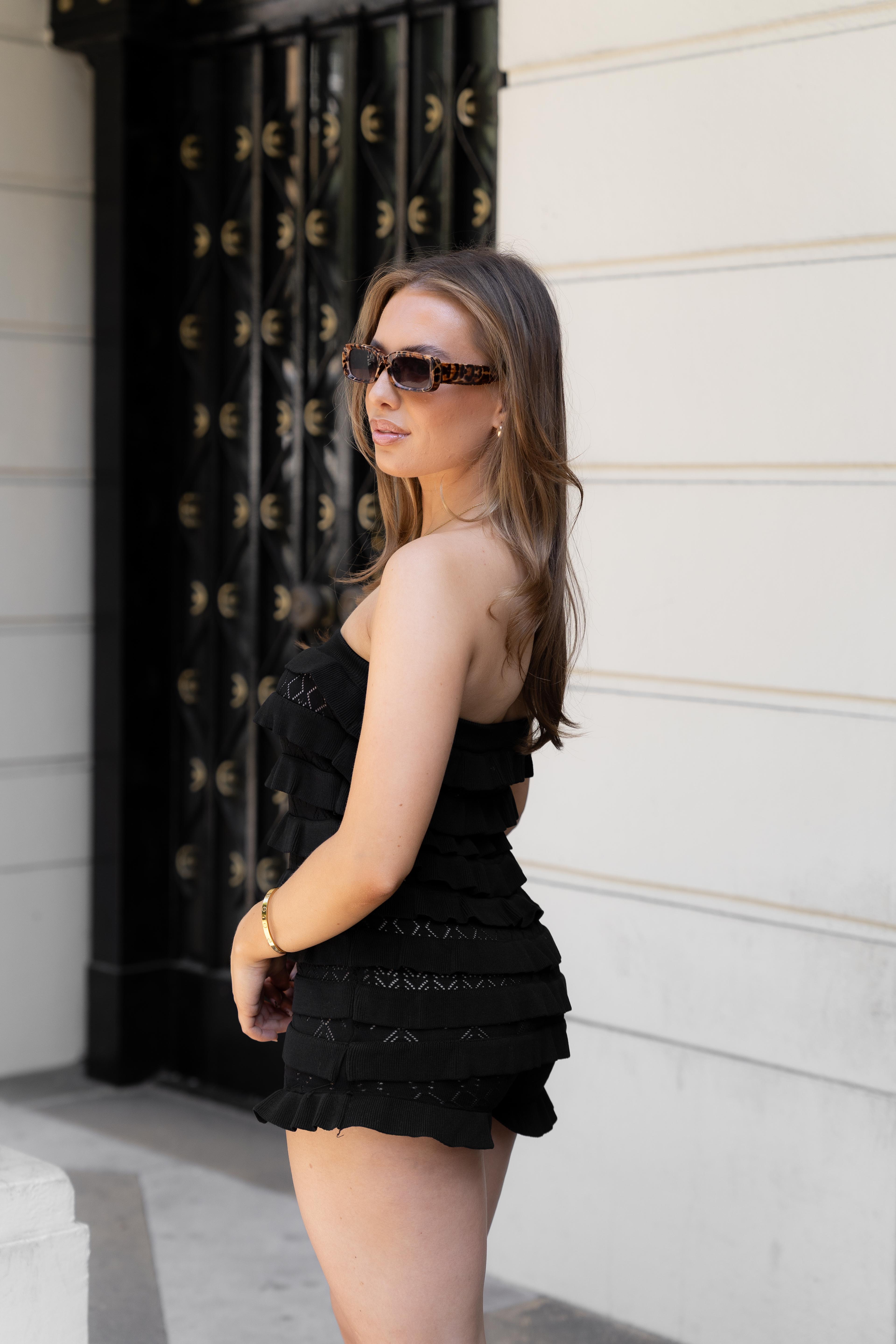 Black Ruffle Playsuit