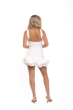 Backless Puff Hem Dress White