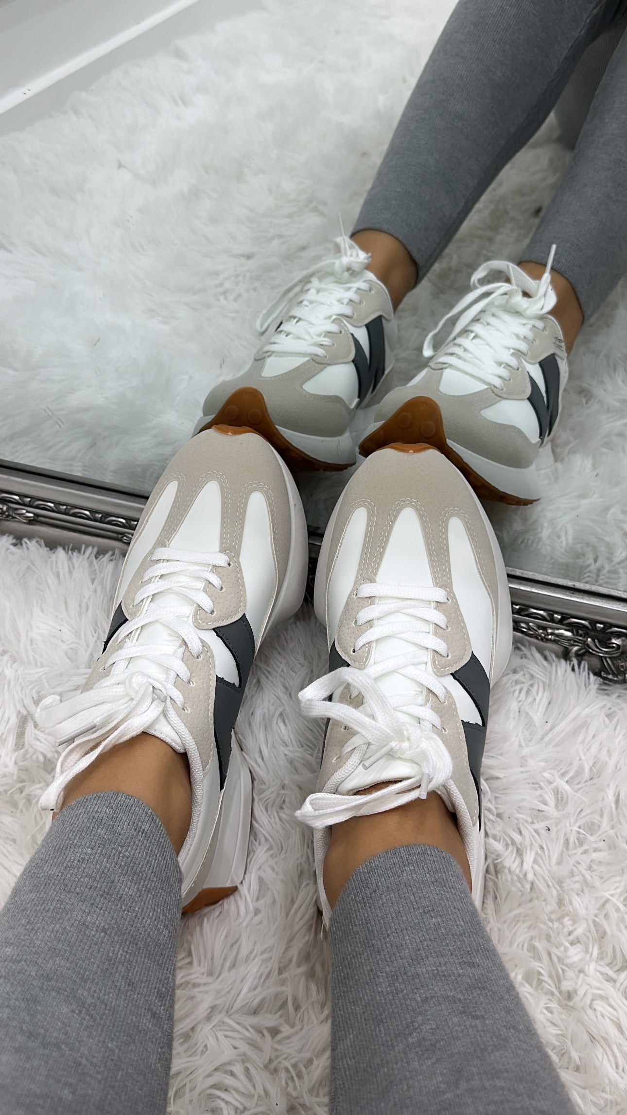 Grey & White Trainers