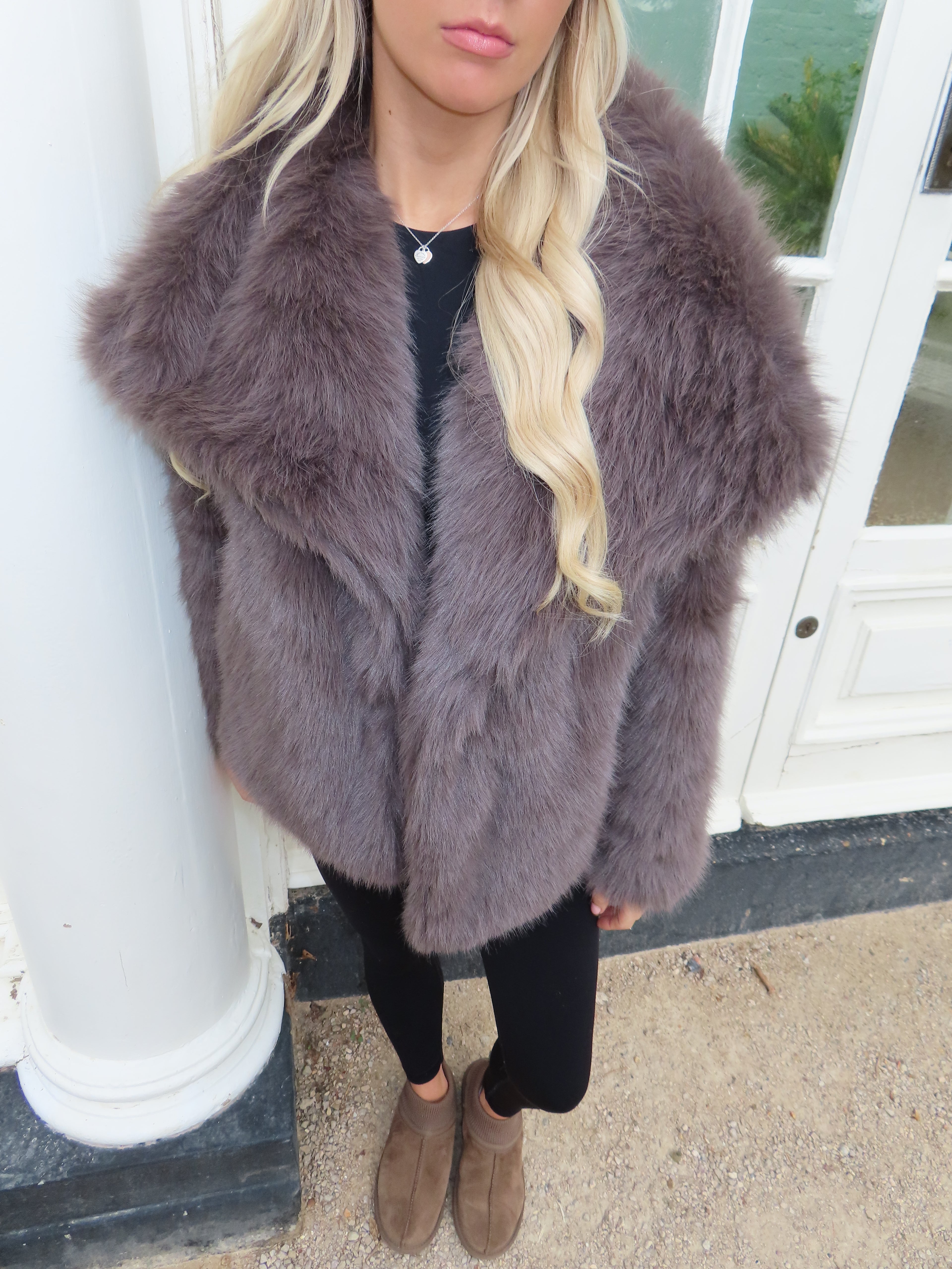 Chocolate Brown Faux Fur Coat