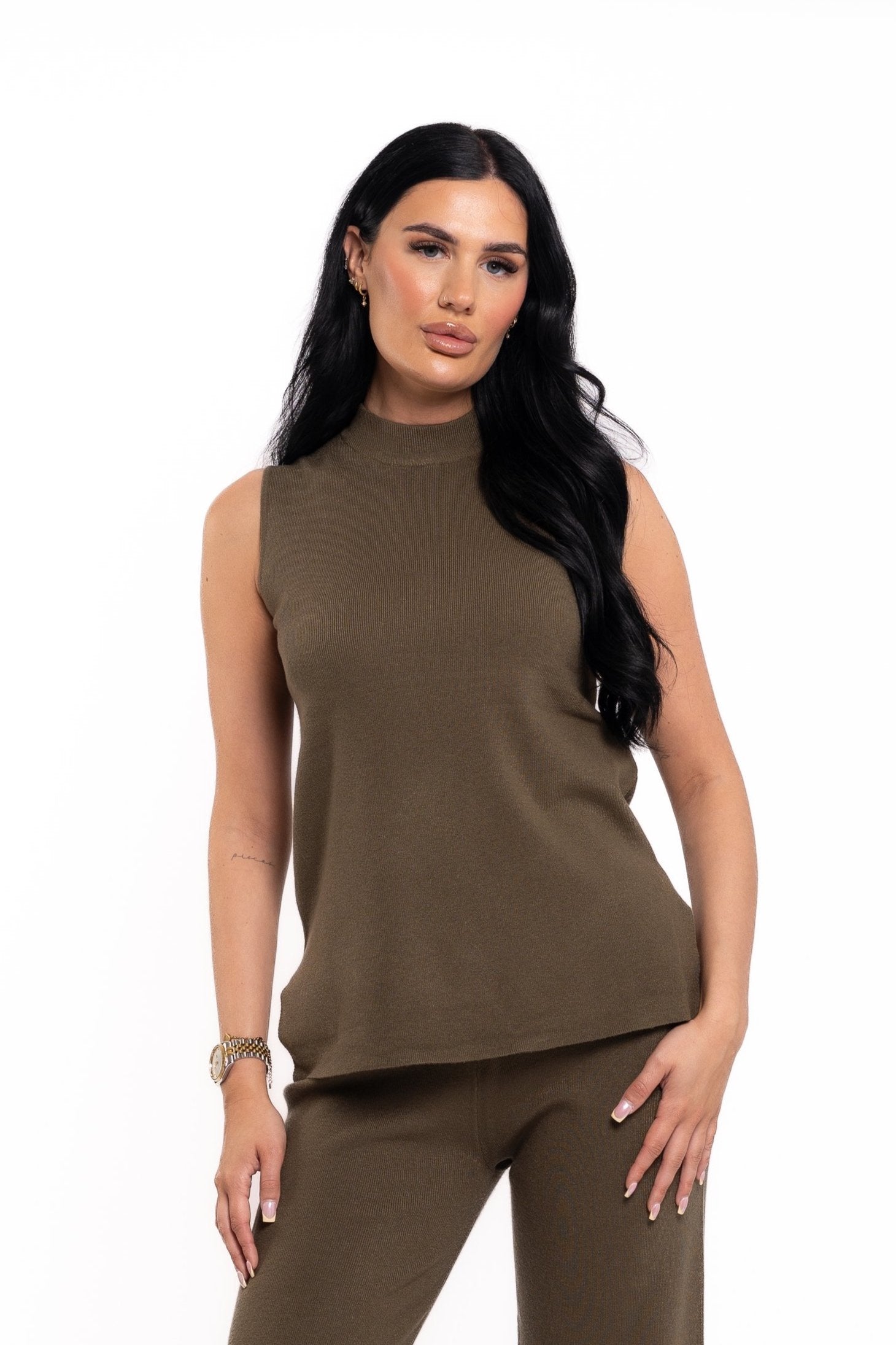 Khaki Soft Knit Trouser Set