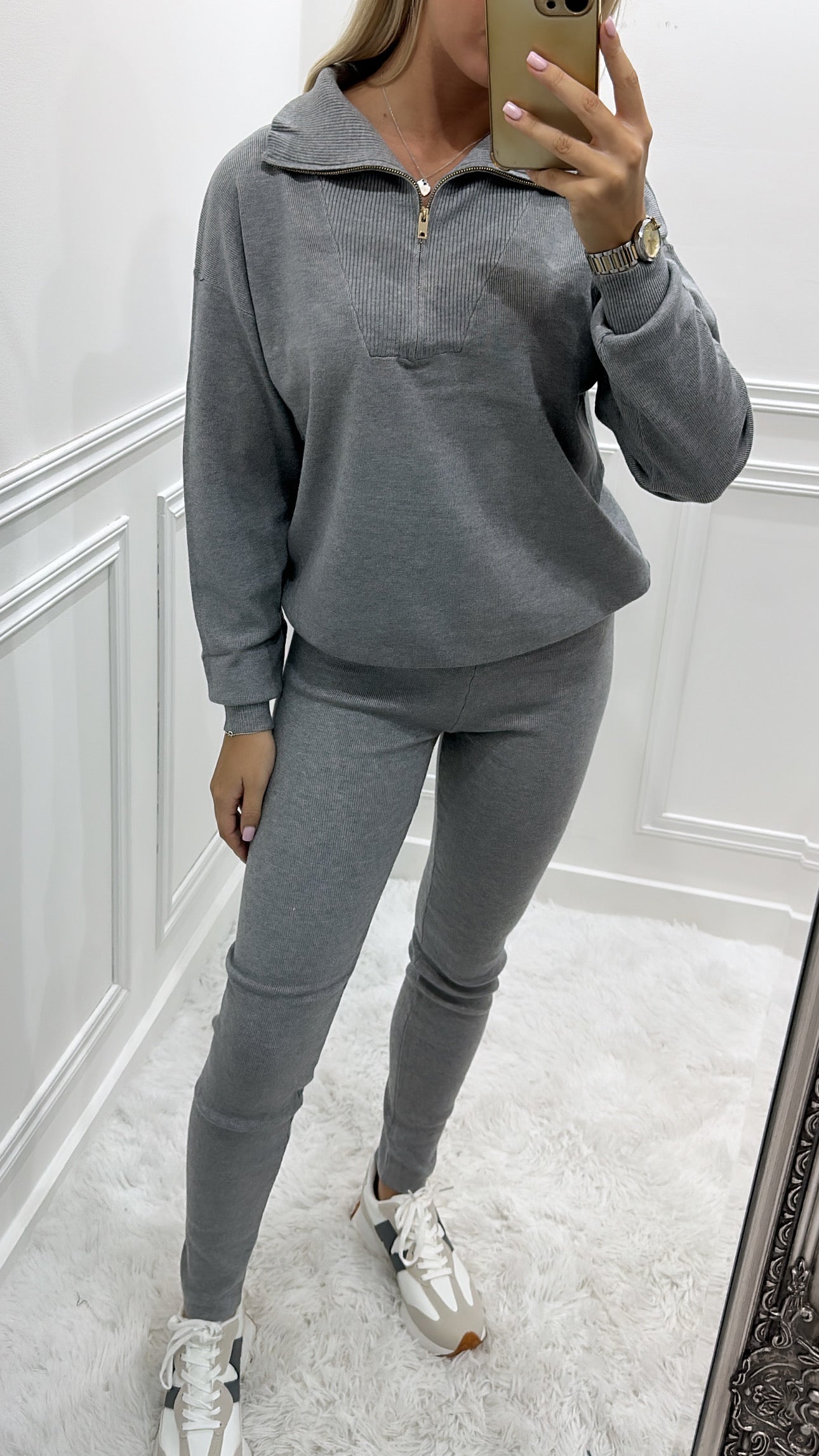 Grey & Gold Quarter Zip Tracksuit