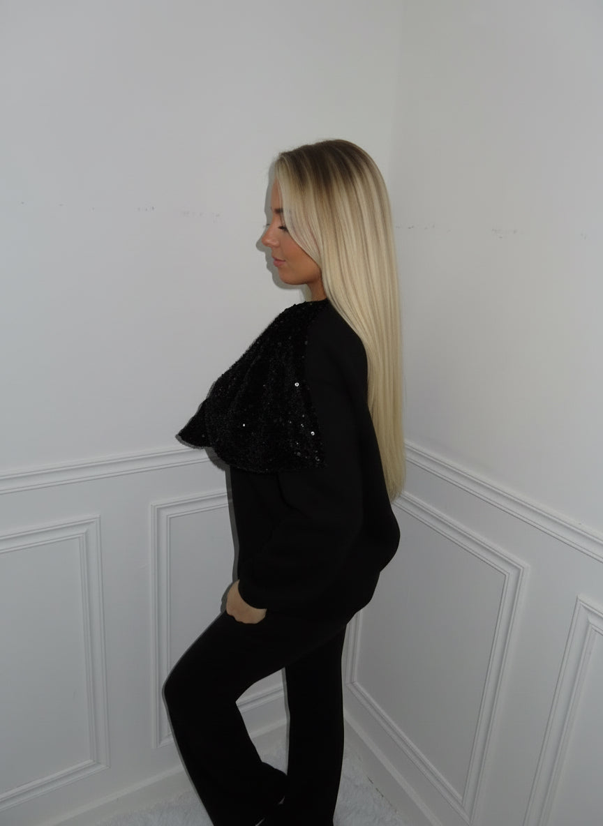Black Sparkle Bow Jumper