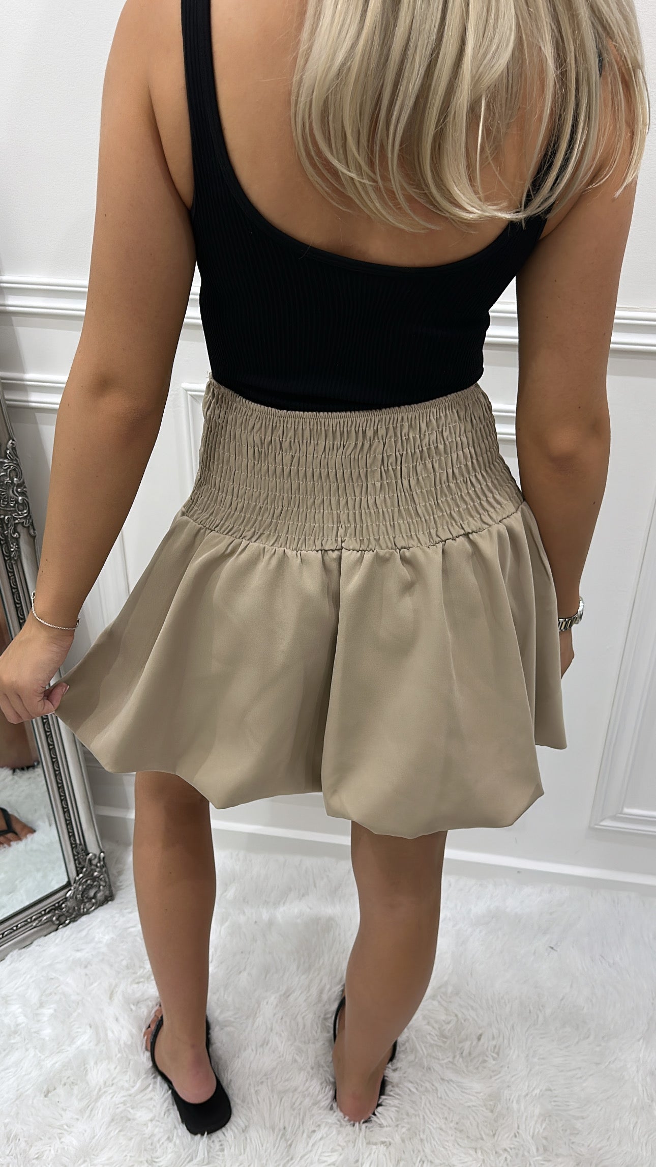 Beige Puff Ball Skirt