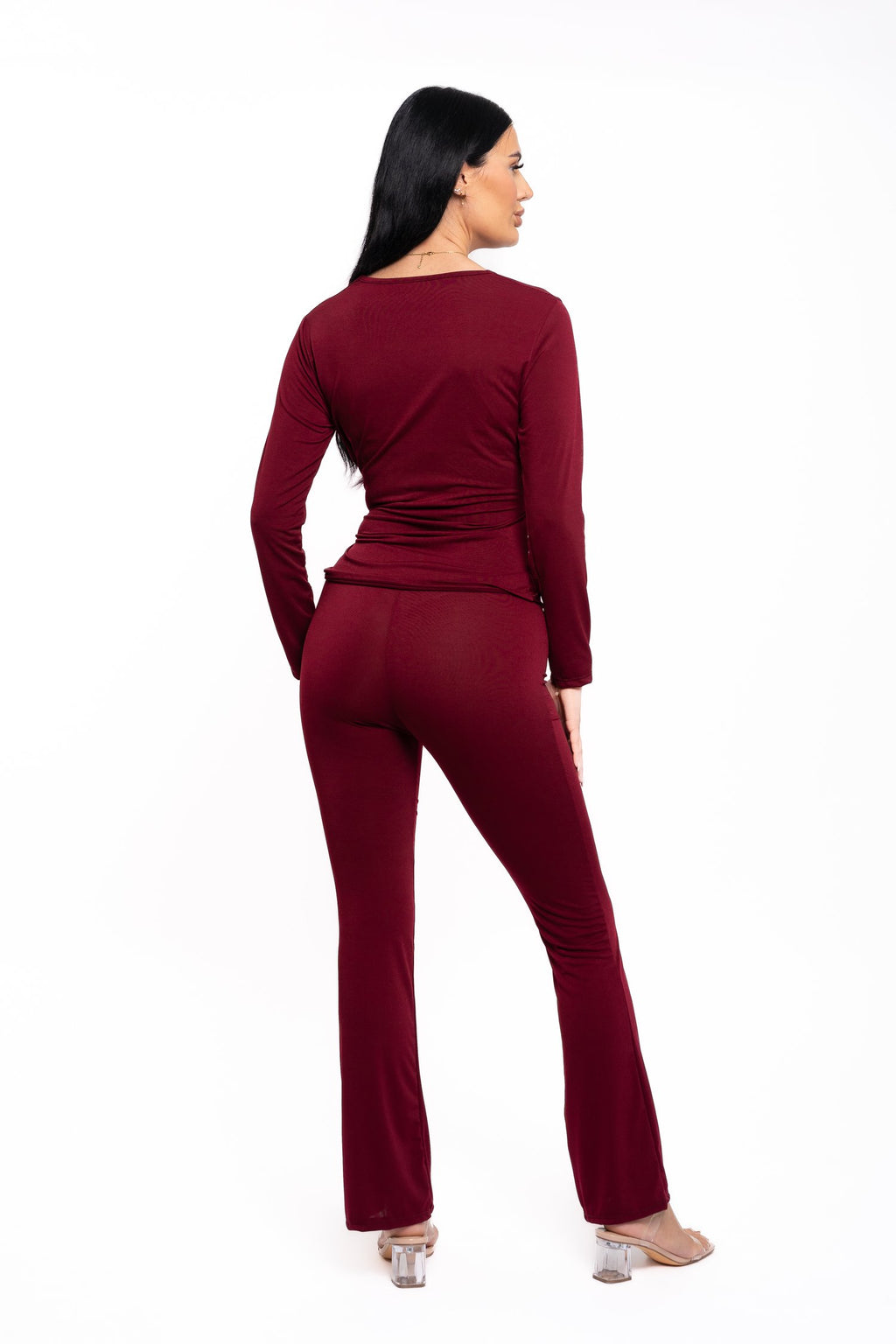 Burgundy Silky Tie Up Co Ord