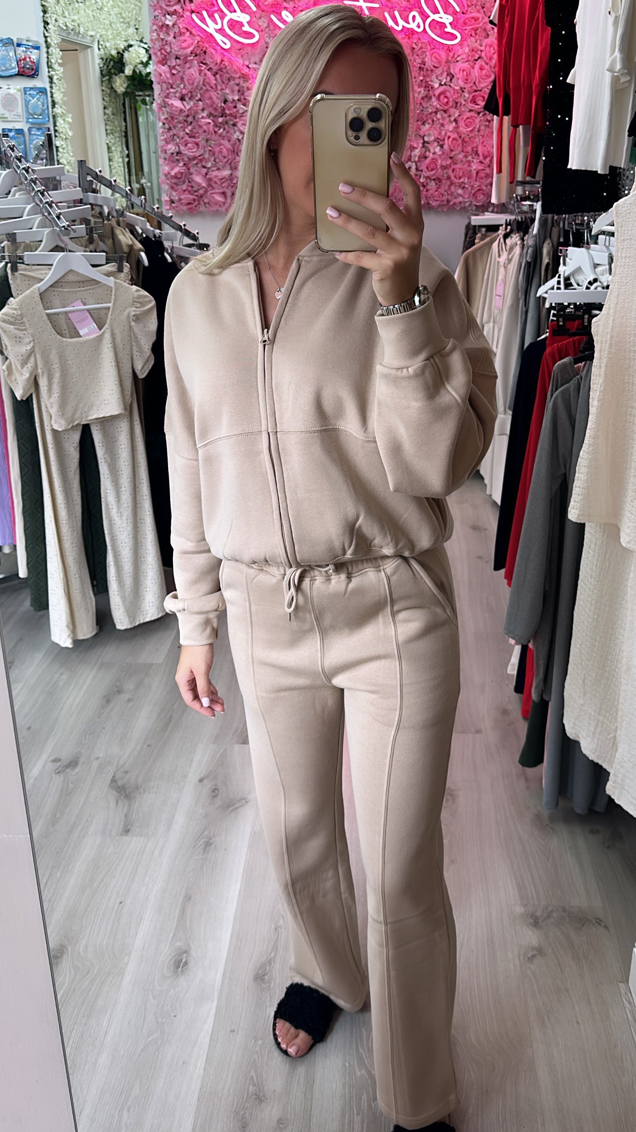 Beige Bomber Tracksuit